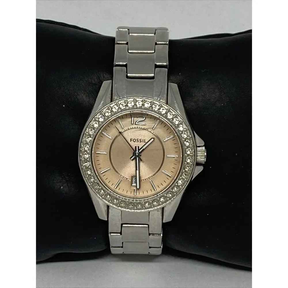 Fossil ES3378 Women's Silver Stainless Steel Gold Analog Dial Quartz Watch CM636